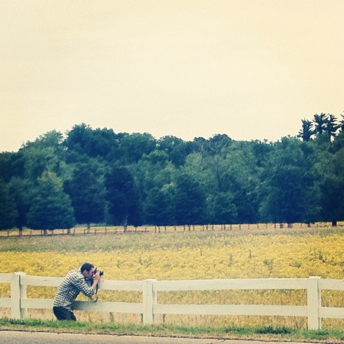 The hubby capturing some wildflowers on the side of the road in Kentucky
